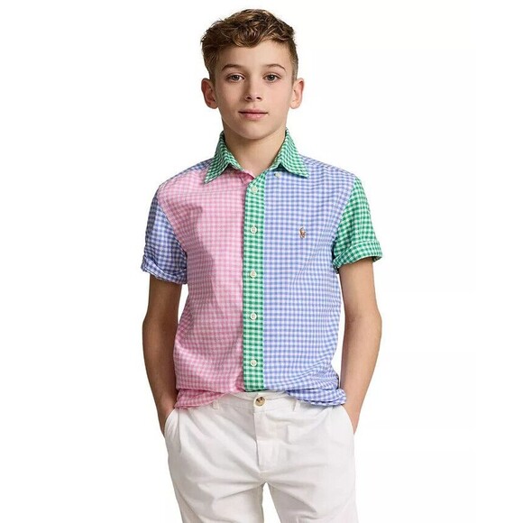 NWT Polo Ralph Lauren Big Boys POLO SHIRT XL 18-20 Gingham OxfordFun